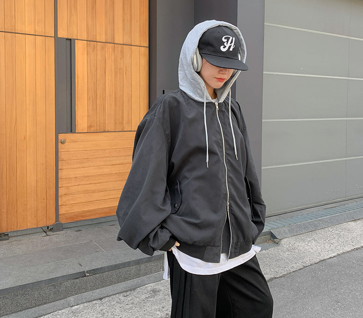 [Unisex] Tir Shirring Hooded Aviation Jumper