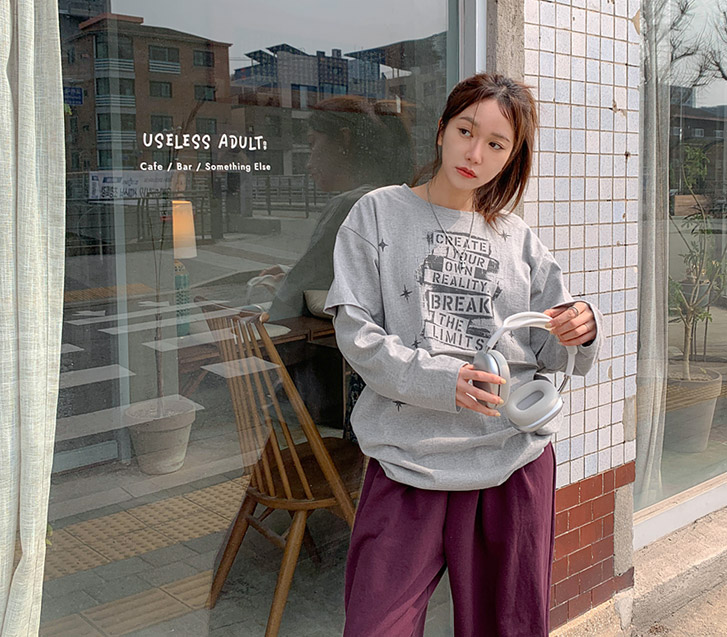 [Unisex] Peanut Star Dye Layered Long-sleeve Long T-shirts