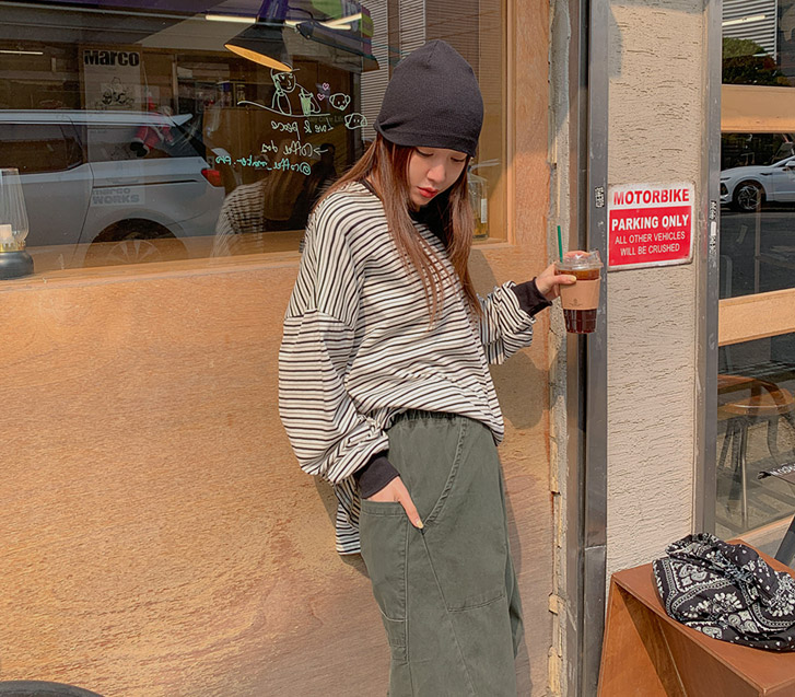 Solar Dangara color combination overfit Long-sleeve Long t shirts