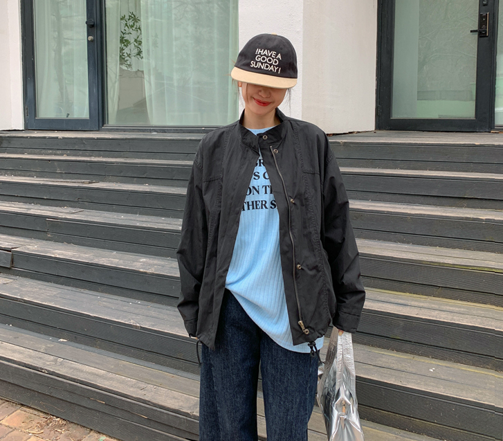 Weather Hidden Button String Field Jacket Jumper