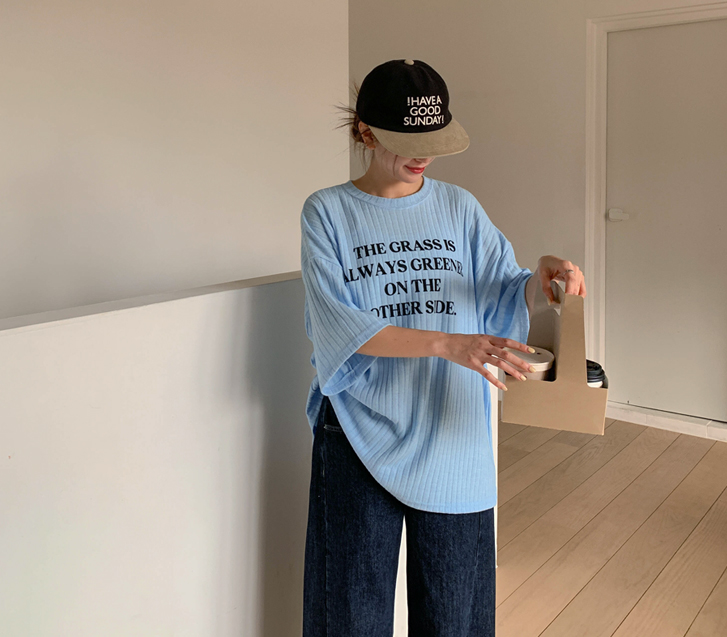 Greener Print Wide Rib Corrugated Short-sleeve T-shirt