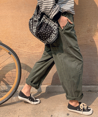 [Unisex] Out-pocket Pigment Banding Balloon Baggy Pants