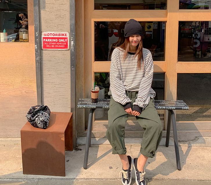 [Unisex] Out-pocket Pigment Banding Balloon Baggy Pants