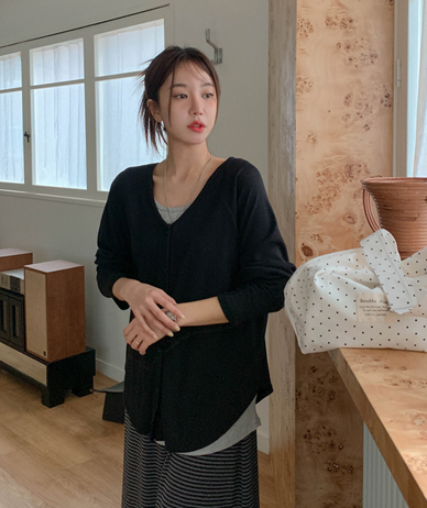 Lebe V-neck nagrang Cardigan