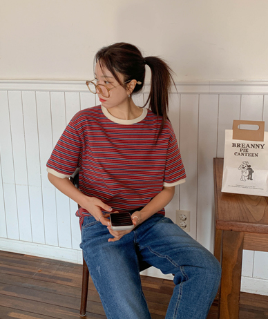 [Unisex] Money Striped Short-sleeve T-shirt