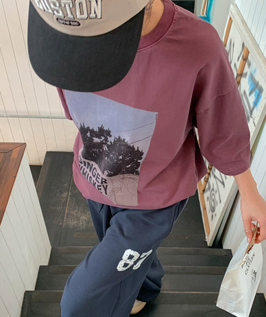 [Unisex] Ginger Print Pigment Short Sleeves T-shirt