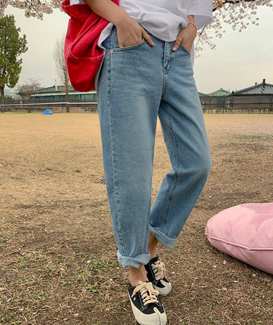 Jenna Denim Banding Balloon Fit Baggy Pants