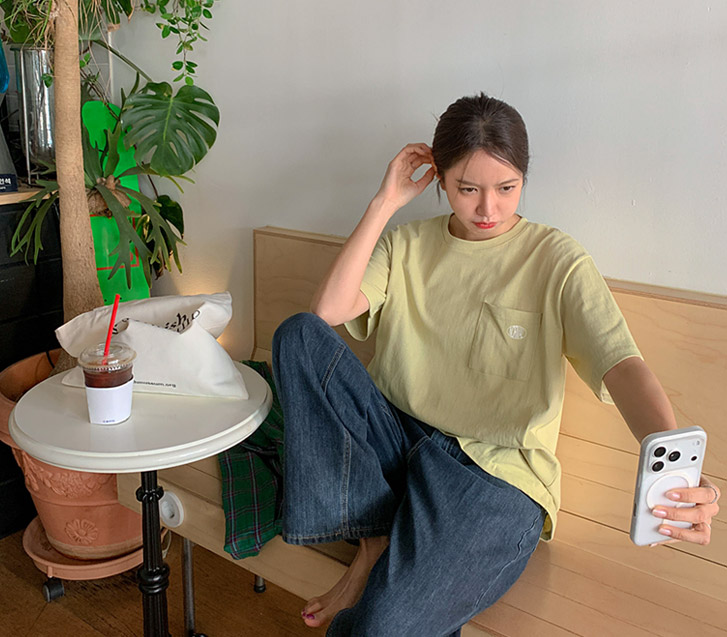 Normal Print Pocket Short Sleeves T-shirt