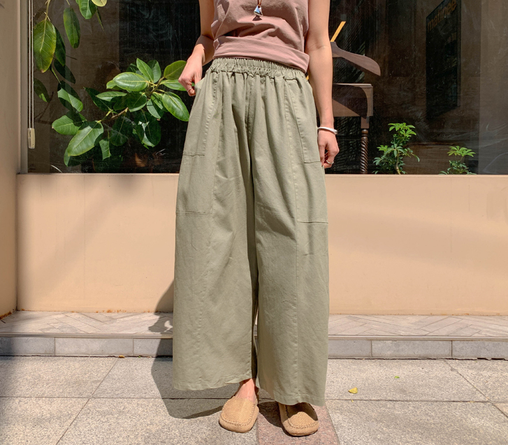 Moki Cut-out Length Banding Wide Pants
