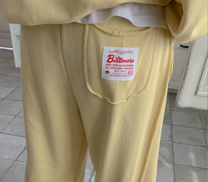 Number patch stitch string wide training pants