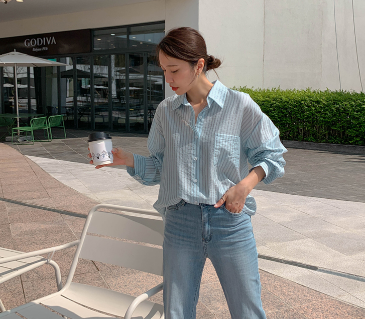 Objet Tencel Stripe Shirt