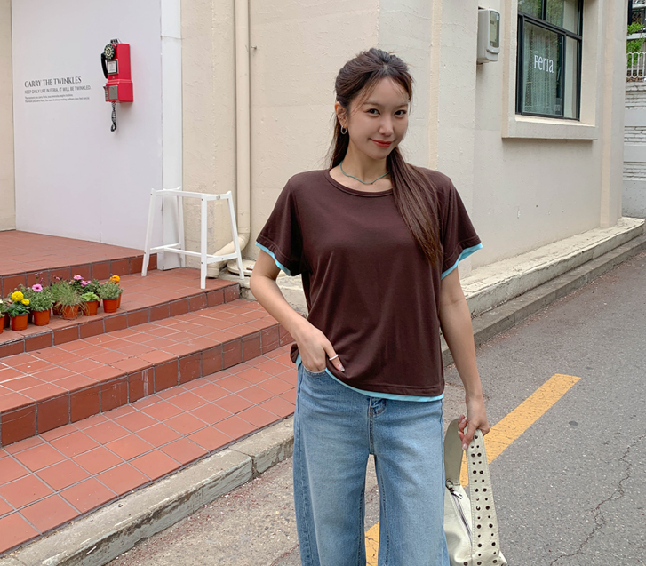 Unit Color color combination layered Short T shirts