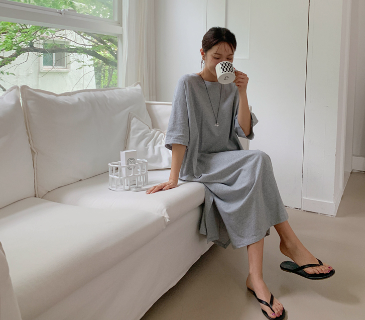 Cereal twist asymmetrical slit Long one piece