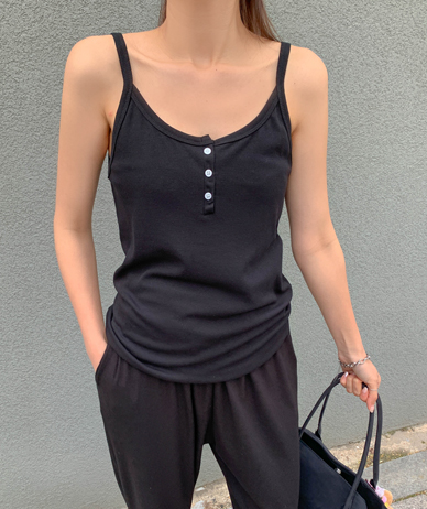 Meat Corrugated Button Strap Tank Top