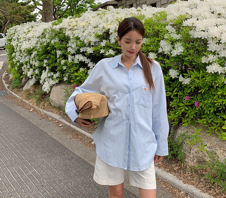 Parco Patch Seersucker Stripe Shirt