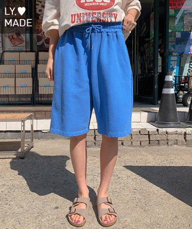 [Unisex] Dive Pigment Back Pocket Labels Knee-length Training Pants