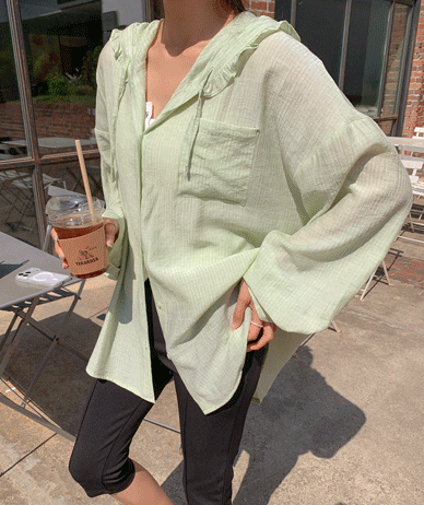 Saha Wrinkle Freel Hood Shirt