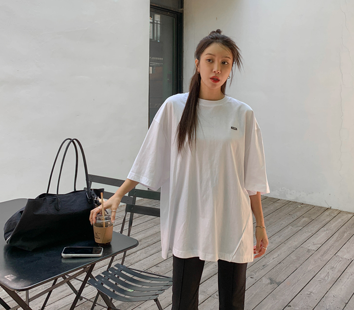 [Unisex] London Embroidered Patch Short-sleeve Long T-shirts