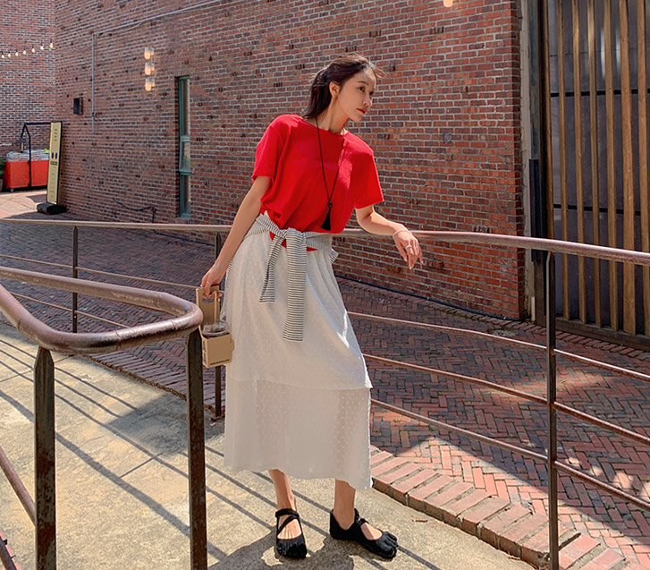 Embossed Dot Race Cancan Rong skirt