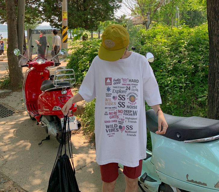 [Unisex] Peeling Printed Short-sleeve Long T-shirts