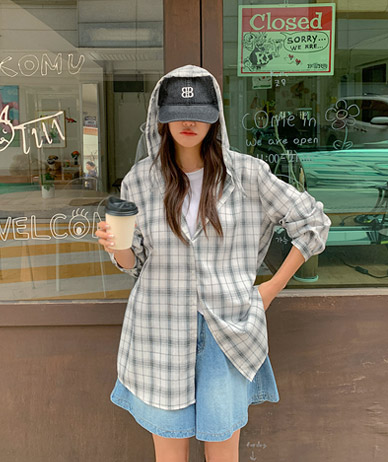 Eco Wind Check Hood Shirt