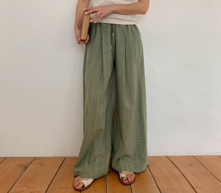 Butter Stripe Banding Wide Pants