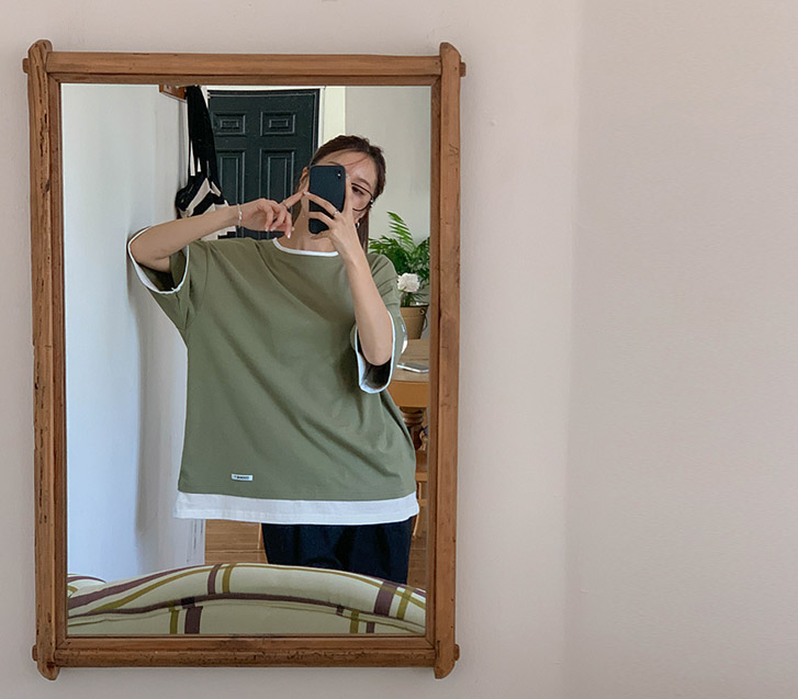 Cookie patch layered Boxy Long t-shirts