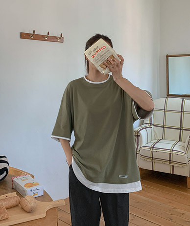 Cookie patch layered Boxy Long t-shirts