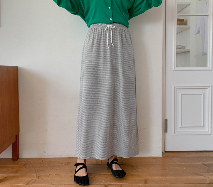 Together Striped Slit Banding Rong Skirt