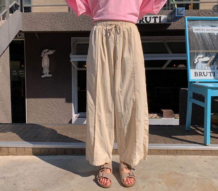 Toki rustling cut banding wide baggy pants