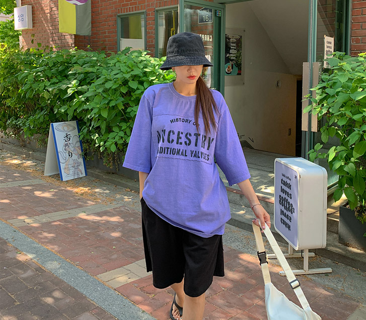 Lettering Patch Loose Fit Pigment Short Sleeves T-shirt