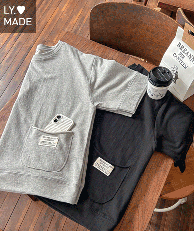[Special Sale 15%] Brilliant Labels Pocket Short-sleeve Sweatshirt