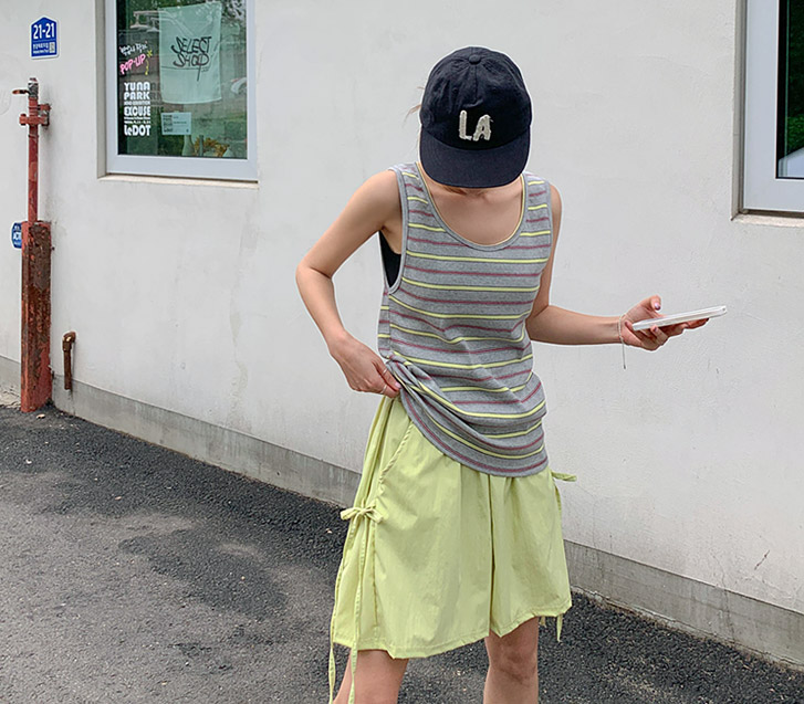 Sole bowknot pintuck nylon banding shorts