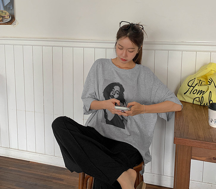 Yur printing overfit Short-sleeve Long t shirts