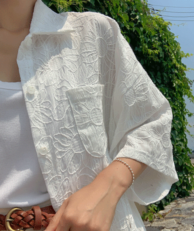 Aki Flower Patterns overfit Short-sleeve Shirt Shirt