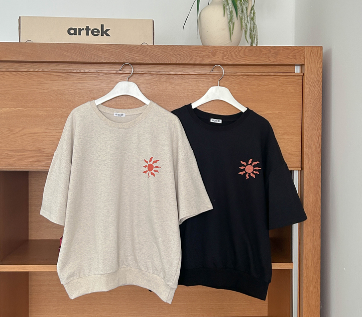 Sun printing Short-sleeve Sweatshirt
