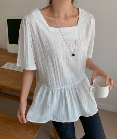 OT two-way puff shirring blouse