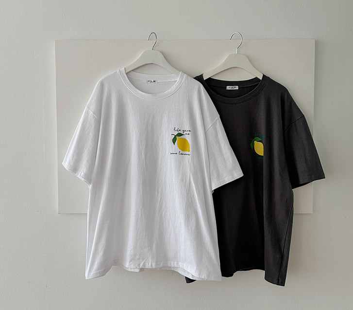 Lemon Juice printing overfit Short Sleeves T-shirt
