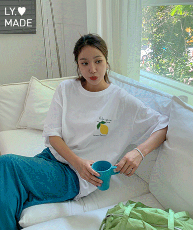 Lemon Juice printing overfit Short Sleeves T-shirt