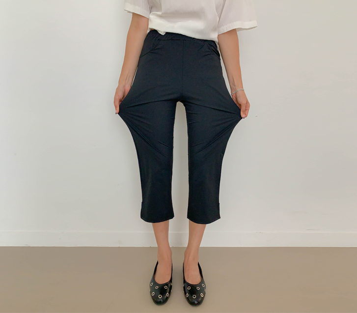 Slowy Cool Banding Slit Autumn Length Capri Pants