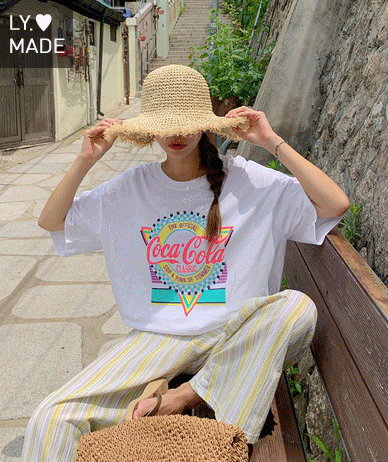 [Unisex] Coca Color Print Short Sleeves T-shirt