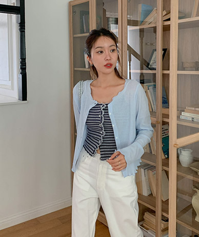 Freel Corrugated Cardigan Yogurt