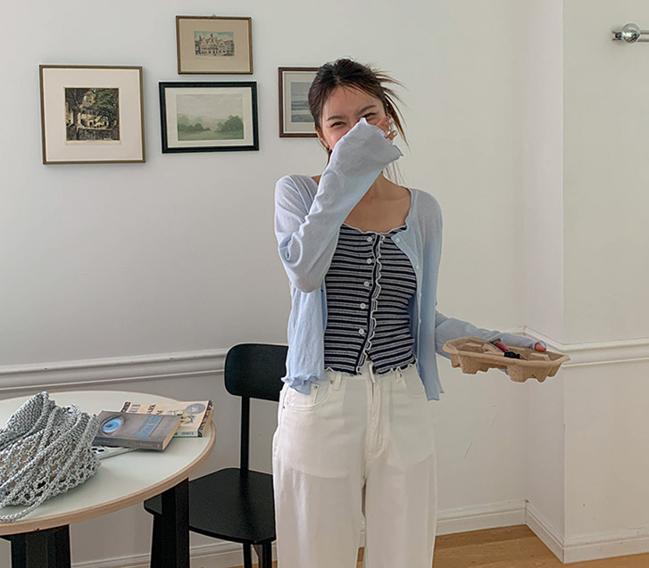 Freel Corrugated Cardigan Yogurt