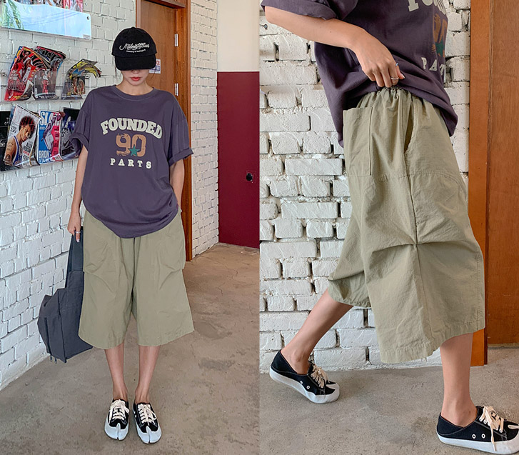 [Unisex] Desert Trip Cut Pintuck Banding Bermuda Shorts