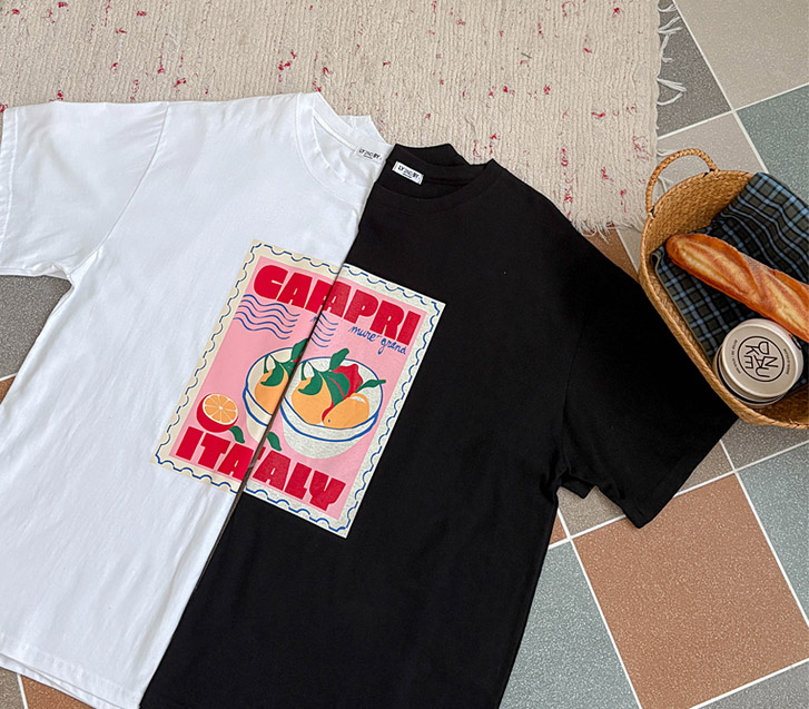 Capri Italian Fruit Print Short Sleeves T-shirt