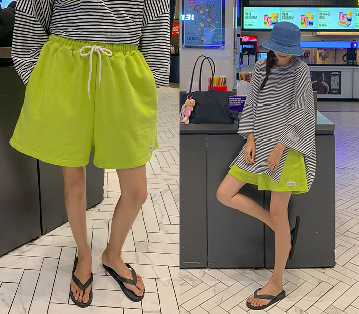 Chiki Labels Patch Banding Terry Shorts