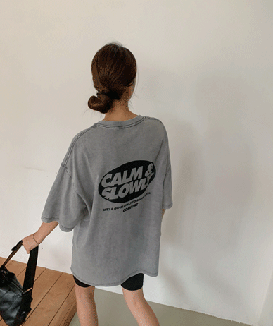[Unisex] Slow Printed Pigment Short-sleeve Long T-shirts