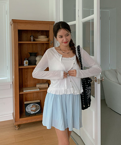 Belle Corrugated Summer See-through look Long-sleeve Cardigan