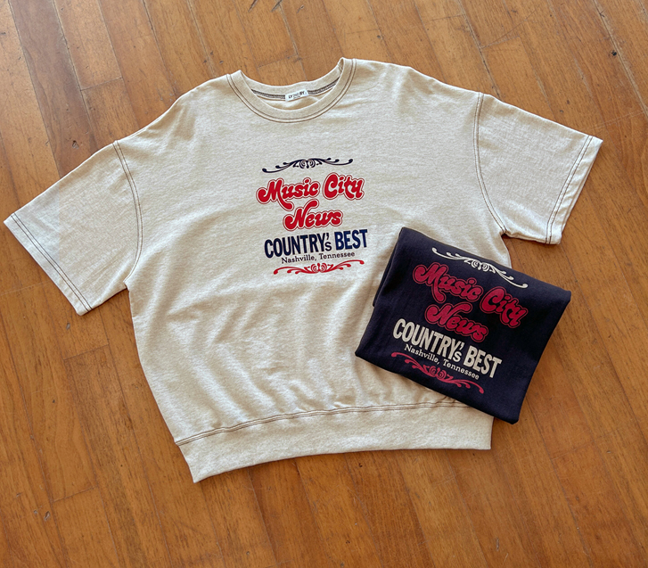 Music City Printed Stitch Short-Sleeve Sweatshirt