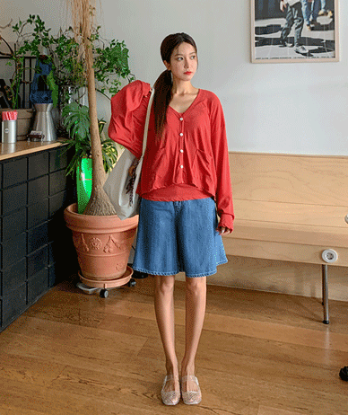Leah Pocket Lecture Cardigan Sleeveless Shirts Set